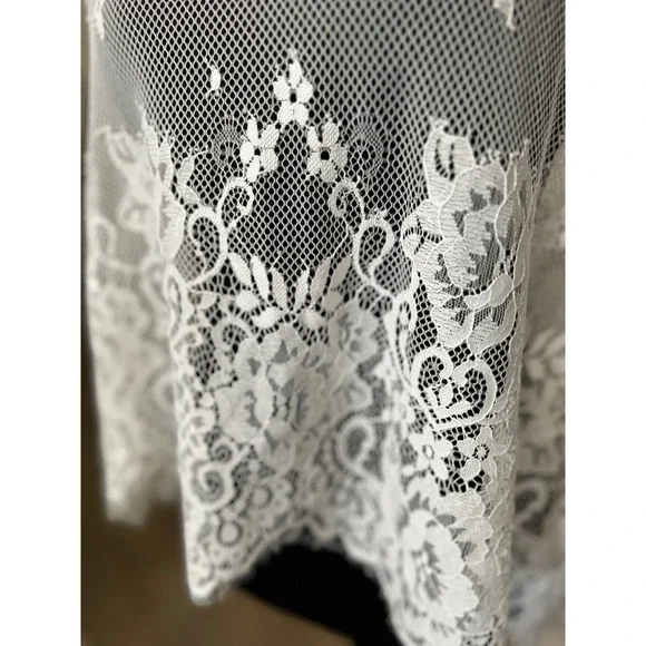 NWT Y2K Bongo Womens White‎ Lace Overlay Sheer Tank Top Juniors XL New - Picture 3 of 6